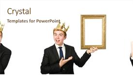  Presentation with picture frame - Presentation design with monarchy - man with picture frame isolated background and a cream colored foreground
