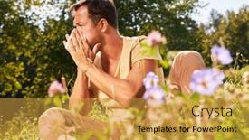  Presentation with pollen - PPT theme consisting of man-with-pollen-allergy-sits background and a yellow colored foreground