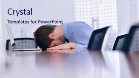  Presentation with stress - Beautiful slide set featuring man with problems and stress backdrop and a sky blue colored foreground