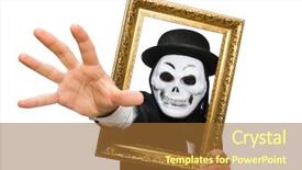  Presentation with scary - Amazing presentation design having man with scary mask isolated on white backdrop and a red colored foreground