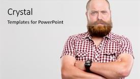  Presentation with albino eye - Slide deck enhanced with man with screwed-up eye background and a light gray colored foreground