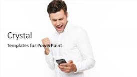 Presentation with dark - Audience pleasing PPT theme consisting of excited man with short dark backdrop and a white colored foreground
