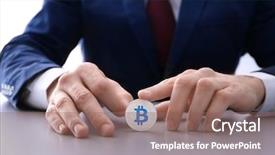  Presentation with man relaxing on massage table - PPT theme enhanced with man with silver bitcoin sitting background and a violet colored foreground