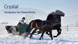  Presentation with horses - Colorful presentation enhanced with sledge pulled by horse backdrop and a light blue colored foreground