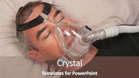  Presentation with machine - Slide deck having man with sleep apnea background and a violet colored foreground