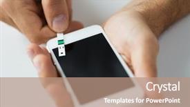  Presentation with home health care - Beautiful theme featuring man with smartphone and test backdrop and a coral colored foreground