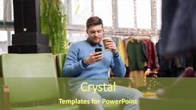  Presentation with iot agriculture technology concept man - Colorful slide set enhanced with man with smartphone drinking coffee backdrop and a  colored foreground