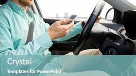  Presentation with distracted driving - Colorful presentation theme enhanced with man with smartphone driving backdrop and a seafoam green colored foreground
