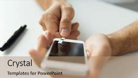  Presentation with blood test - Amazing presentation theme having man with smartphone making blood backdrop and a coral colored foreground