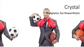  Presentation with adventure sports man - Cool new slide set with man with sports gear isolated backdrop and a pink colored foreground