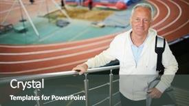  Presentation with upstairs - Cool new slides with man with sportsbag going upstairs backdrop and a  colored foreground