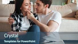  Presentation with gentle - Colorful slide set enhanced with man with stubble touching gentle backdrop and a ocean colored foreground