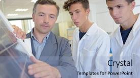  Presentation with concentration solar power - Beautiful slide deck featuring man with students touching solar backdrop and a light blue colored foreground