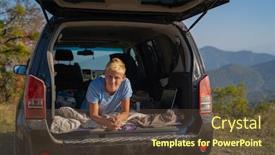  Presentation with suv - Cool new PPT layouts with man-with-suv-on-nature backdrop and a tawny brown colored foreground