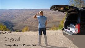  Presentation with suv - Slide deck enhanced with man-with-suv-on-nature background and a coral colored foreground