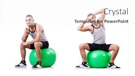  Presentation with exercises - Cool new theme with man with swiss ball doing exercises on white backdrop and a white colored foreground
