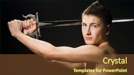  Presentation with sword - Amazing theme having man with sword on black backdrop and a  colored foreground