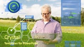  Presentation with computer agriculture - Slide deck with man with tablet pc computer background and a tawny brown colored foreground