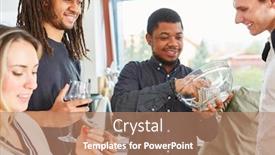  Presentation with kitchen towel - Beautiful slide deck featuring man-with-tea-towel-drying backdrop and a coral colored foreground