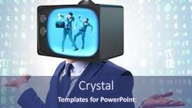  Presentation with addiction - Presentation consisting of man with television head in tv addiction concept background and a ocean colored foreground