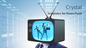  Presentation with addiction - Presentation having man-with-television-head background and a light blue colored foreground
