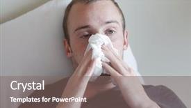  Presentation with flu virus - PPT theme consisting of man with the flu background and a gray colored foreground