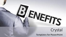  Presentation with benefit - PPT theme with man with the text benefit background and a light gray colored foreground