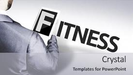  Presentation with fitness - PPT theme featuring man with the text fitness background and a light gray colored foreground