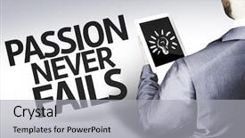  Presentation with passion - Amazing presentation design having man with the text passion backdrop and a light gray colored foreground