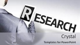  Presentation with research methodology - Audience pleasing presentation theme consisting of man with the text research backdrop and a light gray colored foreground