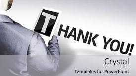  Presentation with text message - Amazing presentation having man with the text thank backdrop and a light gray colored foreground