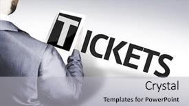  Presentation with movie ticket - Slide deck having man with the text ticket background and a  colored foreground