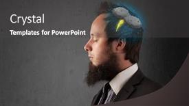  Presentation with thunderstorm - Colorful PPT theme enhanced with thunderstorm lightning head illsutration backdrop and a dark gray colored foreground