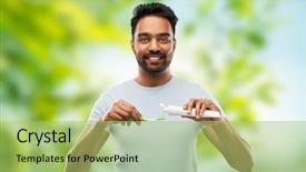  Presentation with dental hygiene - Audience pleasing slides consisting of teeth cleaning dental care backdrop and a mint green colored foreground