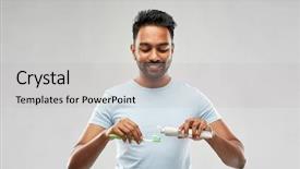  Presentation with dental hygiene - Cool new PPT layouts with teeth cleaning dental care backdrop and a light gray colored foreground