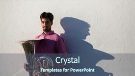  Presentation with musical instrument - PPT theme enhanced with man with tuba musical instrument background and a ocean colored foreground