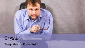  Presentation with novel - Colorful PPT theme enhanced with man with typewriter thinking about new novel backdrop and a light blue colored foreground