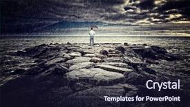  Presentation with weather storm - Colorful presentation theme enhanced with man with umbrella on sea backdrop and a wine colored foreground
