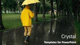  Presentation with rainy day - Slides having man-with-umbrella-walking background and a dark gray colored foreground