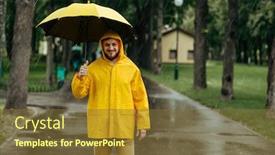  Presentation with rainy day - Colorful slide set enhanced with man-with-umbrella-walking backdrop and a tawny brown colored foreground