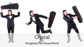  Presentation with trauma case - Colorful PPT layouts enhanced with man with violin case isolated backdrop and a white colored foreground