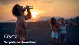  Presentation with beach volleyball - Presentation theme enhanced with man-with-volleyball background and a wine colored foreground