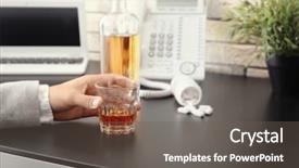  Presentation with alcohol abuse - Slide deck with man with whiskey and drugs background and a gray colored foreground