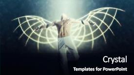  Presentation with poster - Presentation design consisting of man with wings background and a black colored foreground