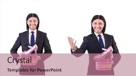  Presentation with shoes - Audience pleasing PPT theme consisting of man with woman shoes isolated backdrop and a coral colored foreground