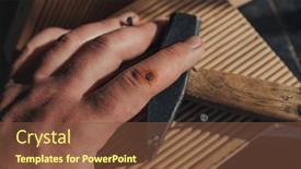  Presentation with wounded - Slides having man-with-wounded-arm-hammering background and a tawny brown colored foreground