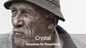  Presentation with fine art - Beautiful PPT theme featuring man with wrinkled closeup face backdrop and a dark gray colored foreground