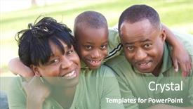  Presentation with woman child - Presentation theme having man woman and child having fun in the park background and a gray colored foreground