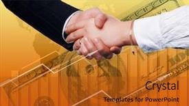  Presentation with abstract business - Beautiful presentation theme featuring man woman red blue meeting - handshake on an abstract background backdrop and a crimson colored foreground