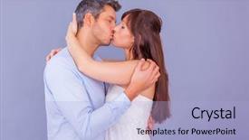  Presentation with valentine - Presentation theme having man woman red blue meeting - lovely couple kissing valentine day background and a  colored foreground